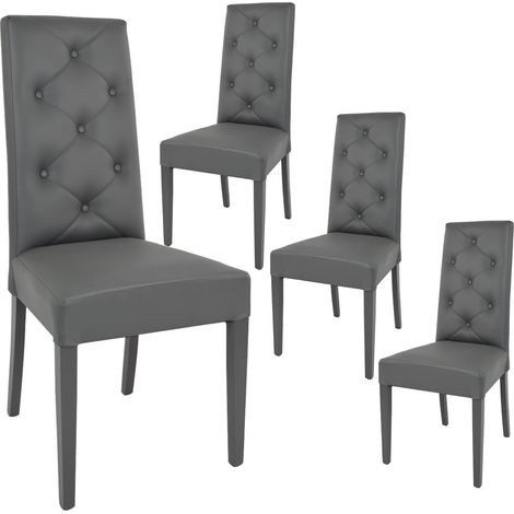 TREVI - Lot de 4 Chaises Simili Gris et Pieds Laqués (1/2)
