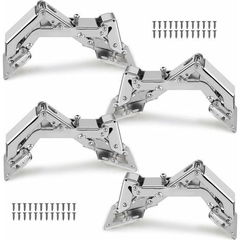 Charnière à tampon hydraulique sans trou, charnière grand angle sans trou avec amortissement, lot de 4 (1/5)