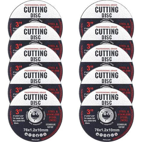 10 Pièces 76 mm disques de coupe pour meuleuse d’angle, pour coupes précises et rapides de l’aluminium, du métal, du bois, de l’acier et du fer, disques pour professionnels et bricoleurs (1/5)