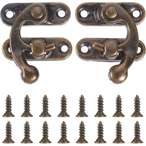 8 Fermoirs de verrouillage, 27x32mm, Fer, Design rétro, Pour valise, Boîte à bijoux