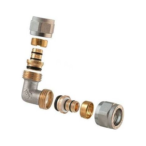 RACCORD COURBÉ DOUBLE À COMPRESSION POUR MULTICOUCHE 2 PIÈCES ASSEMBLÉ Dimensions : 1"-26 x 1"-26