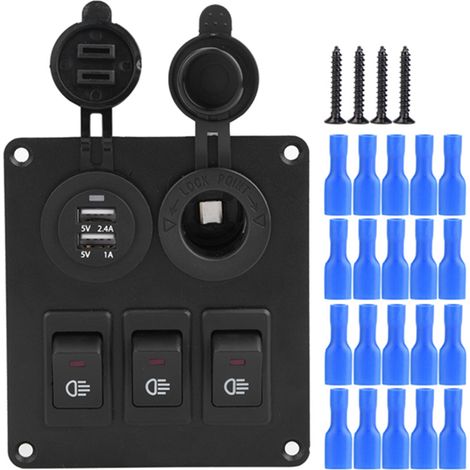 Interrupteur LED vert simple 3+2 combinaison marine + Chargeur voiture allume-cigare jaune (1/5)