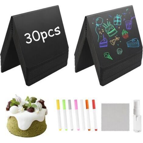 30Pcs Mini Blackboards 10 x 7.5cm Mini Notice Board with 6 Erasable Pens 1 Empty Mini Spray Bottle and 1 Cloth for Weddings, Parties, Table Decorations and Price Tag (1/5)