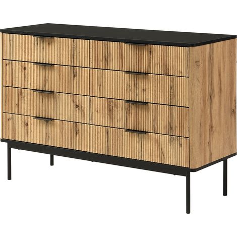 ELVMI Sideboard mit mehreren Schubladen, vertikaler Prägung, für Schlafzimmer Wohnzimmer Flur, aus MDF, 120 × 39.5 × 80 cm (1/5)