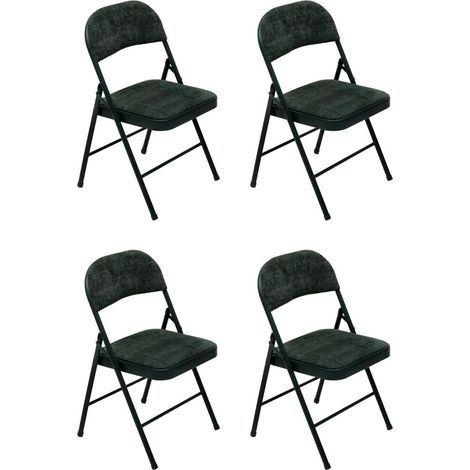 Lot de 4 Chaises Pliantes en Velours "Flexy" 79cm Kaki (1/5)