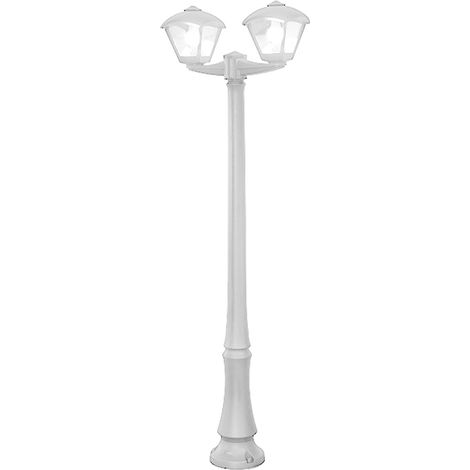 Farola dario 2xe27 8,5w con pulsador cct (3colores) ip55 l.63xan.24xal.220cm resinablanca