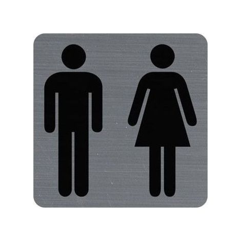 Plaque adhésive - Toilettes - Homme/Femme - 7,5x7,5cm - Imitation alu - Signalétique (1/3)