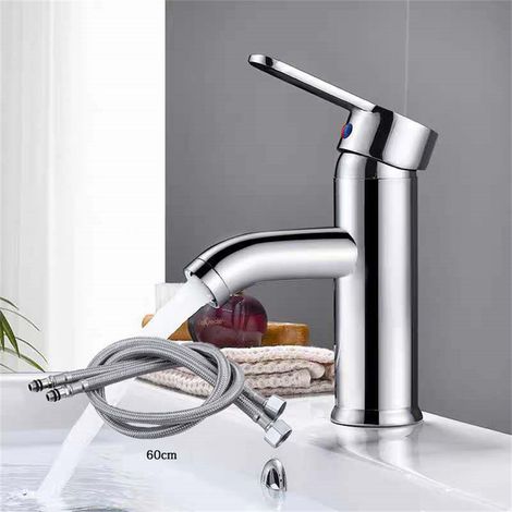 Grifo de baño, grifo de lavabo, grifo de alta calidad, grifo de baño, resistente al desgaste, adecuado para un diámetro interior de 32 mm a 42 mm, galvanizado, corto, 165 mm (incluida la tubería de ag (1/5)