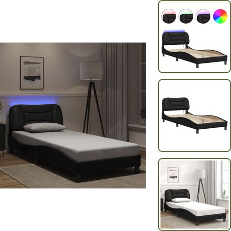 Cama con LED - vidaXL Estructura de cama con LED sin colchón Hvar negro 90x200 cm - Cama de diseño moderno