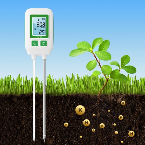 Compteur de sol 3 en 1 pour NPK et température, sonde de 268 mm testeur numérique de fertilité pour le jardinage domestique plantes et potager (1/5)