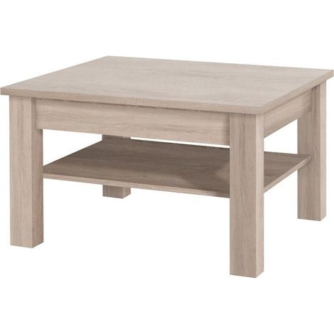 Mesa de centro Melfeli 115, Roble Sonoma, 48x80x80cm, Diámetro: 0, Aglomerado laminado, Angular