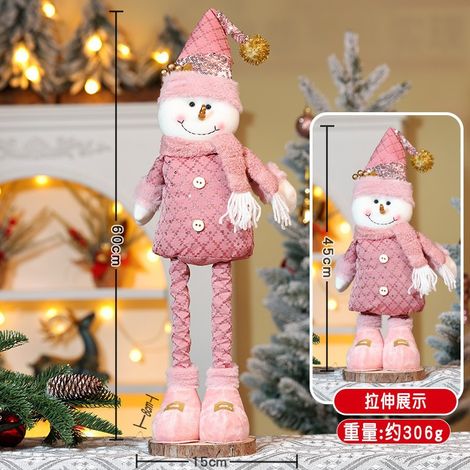 Weihnachtliches, einziehbares Plüschtier, rosa Schneemann, alter Mann, Rentierpuppe, Fensterdekoration, Geschenk für Heiligabend