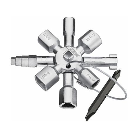 Clé gaz multifonctions Knipex Twinkey® – 8 faisceaux pour chauffage et plomberie – Construction en fonte – 135g – Longueur 92mm