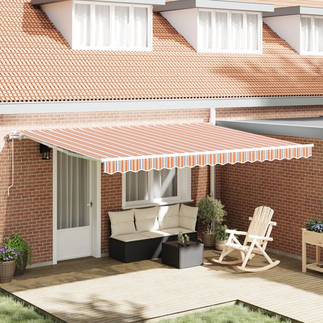 vidaXL Auvent rétractable Multicolore 450 × 350 cm Tissu et Aluminium