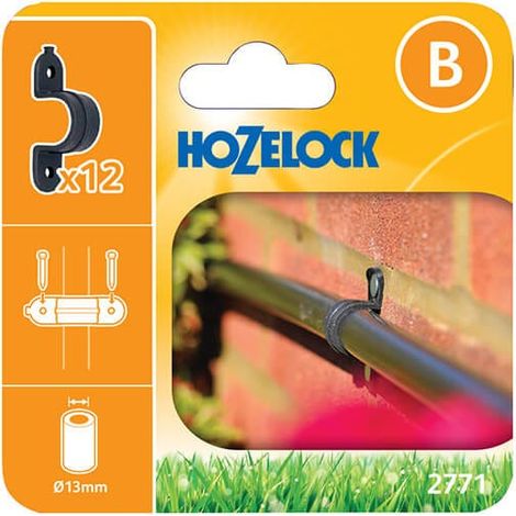 12 x Hozelock 2771 Supply Hose Wall Clip 13mm Micro Irrigation Garden Watering (1/3)