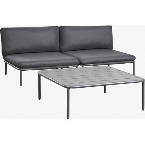 Salon de jardin avec canapé modulable 2 pièces et table basse Roubly SKLUM Gris Graphite (1/5)