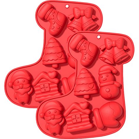 Moule en silicone Noël, 2 pièces pour chocolat et biscuits, modèle créatif pour des pâtisseries festives de Noël à faire soi-même (1/5)