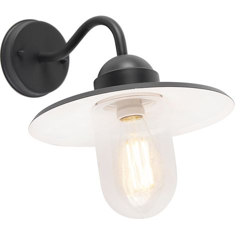 QAZQA rústico Lámpara de pared rústica inteligente antracita IP44 con wifi E27 - Kansas Aluminio /Vidrio Redonda /Esfera Adecuado para LED Max. 1 x 7 Watt