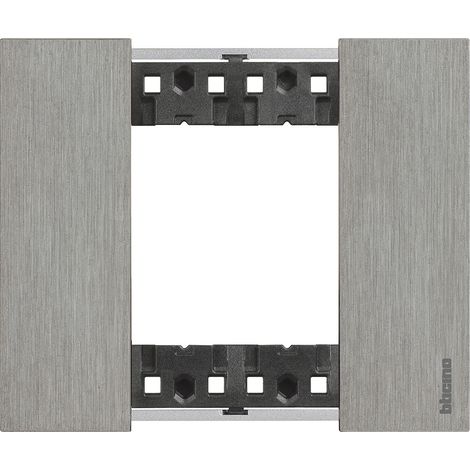 Plaque de finition Living Now Collection Les Blancs matière zamak 2 modules finition Acier Moon BTICINO BTKA4802NW (1/2)