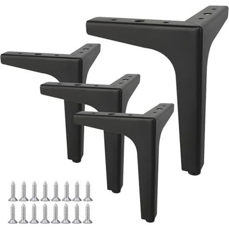 pieds de meubles triangulaires de 10 cm, pieds de remplacement pour canapé, pieds en métal, pour chaises, tables, armoires, lits, penderies, canapés, tables de chevet, meubles TV, tir (1/5)
