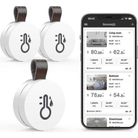 Thermomètre-hygromètre Bluetooth, mini thermo-hygromètre sans fil, avec application pour capteur intelligent, enregistreur et exportation des données pour la chambre, la chambre de bébé ou la cave à v (1/4)
