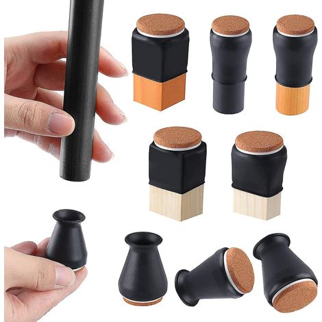 Patins de protection en silicone pour pieds de chaise avec feutrine, épaisseur 1,25 à 2,5 cm (16 pièces) (1/4)