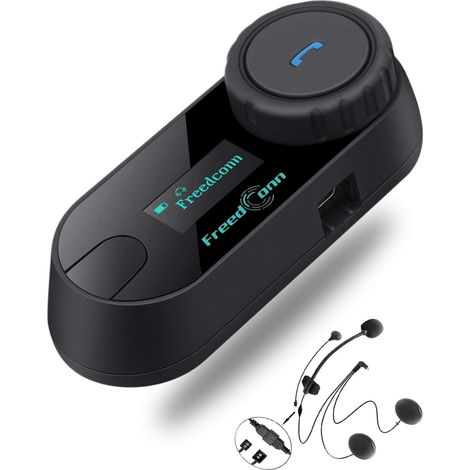 T-COM SC Casque de Moto Bluetooth 2 Voies 800 m Appairage Universel BT5.0 Système de Communication interphone avec écran LCD/Partage de musique/FM/Siri/micro 2 en 1