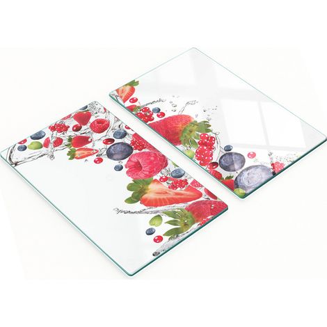 Tablas de cocina de vidrio templado con gr谩ficos de frutas y bayas en agua, 2x30x52 cm (1/5)