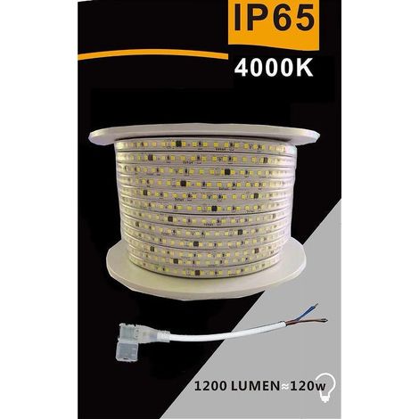 TrAdE Shop Traesio - Striscia Led 3535 220v 12w/mt 120led/mt 100 Mt 8mm Vari Colori Di Luce 3535-120d - -Bianco Naturale      -