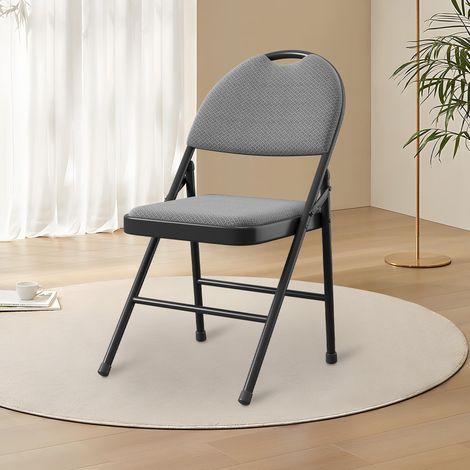 Chaises pliantes rembourrées 4 antidérapantes metal empilable gain de place interieur exterieur maison bureau evenements gris beige rouge (1/5)