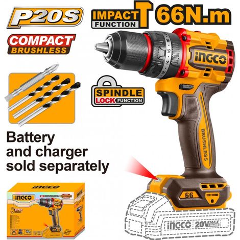 TRAPANO A PERCUSSIONE A BATTERIA BRUSHLESS 66Nm NUDO
