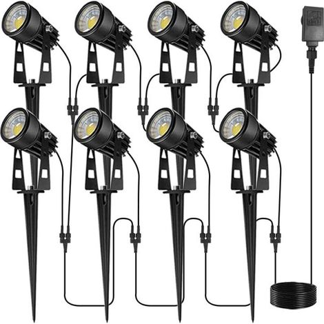 Set of 8 low-voltage outdoor LED lights with transformer, IP65 waterproof, for walkways, pool decks (1/4)