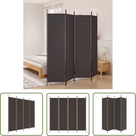 The Living Store 4-tlg. Paravent Braun 200x200 cm Stoff - Paravent - Raumteiler - Trennwand - Zimmerteilung - Sichtschutz (1/5)
