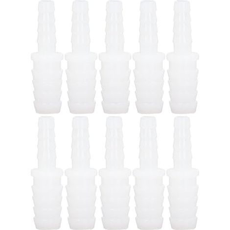 Joint de Tuyau en Plastique Barbelé RéDucteur Union Adaptateur Tuyau Barbe Raccord éPisseur Joint de RéParation 10 PièCes PE Tête de conversion 6-9mm (1/5)