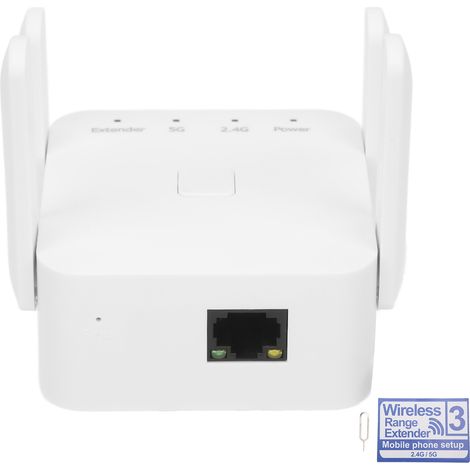 Prolongateur de portée WIFI, répéteur 1200Mbps double bande 2,4GHz/5GHz, 4 antennes, amplificateur de signal, prise UE 100-240V (1/5)