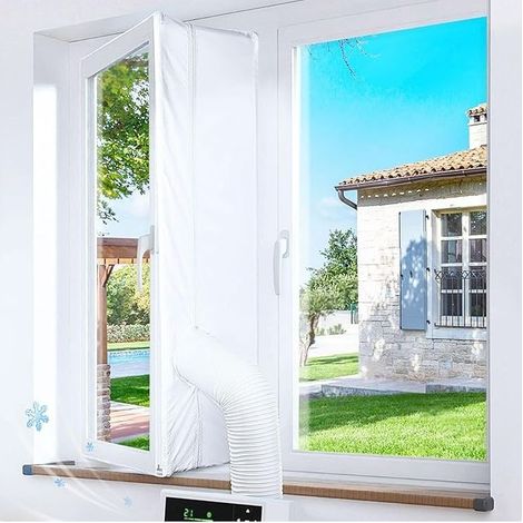 Kit Calfeutrage Climatiseur, 400CM Joint de Fenetre, Kit Climatisation Fenêtre Fonctionne avec Toutes Les Unités de Climatisation Mobiles et Sèche-Linge, Installation Facile (1/5)