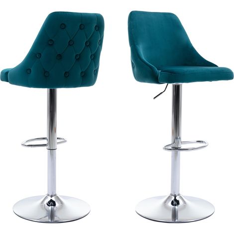 Wahson Sgabelli bar Set di 2, Regolabile e Girevole Sedie da Bar in Velluto, Blu