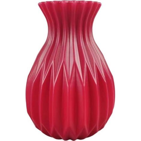 BelleRise - Vase miniature orné de boutons de fleurs colorés, en plastique incassable - 17 cm - étanche - avec base lestée - rouge
