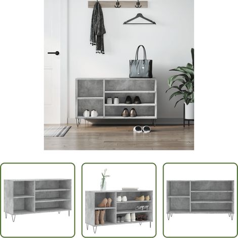 vidaXL Schuhregal Holzwerkstoff - Schuhregal Betongrau 102x36x60 cm Holzwerkstoff (1/5)