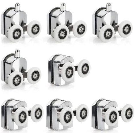ALLIANDIS8 pcs Porte de Douche Coulissante Roulette Porte Coulissante Douche en Alliage de Zinc 23 mm de Diamètre Roues Jumelées de Rechange pour Salle de Bain (1/4)