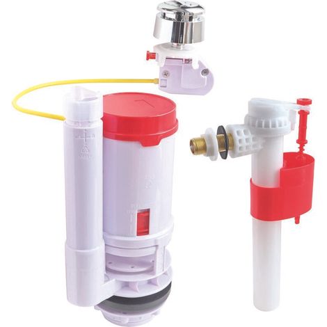 – Pack mécanisme WC à câble double chasse – Robinet flotteur alimentation latérale – Déclenchement 3/6 litres – Ajustable 190 à 300 mm (1/3)