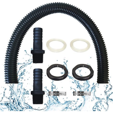 Raccordement Récupérateur d'Eau de Pluie - Kit de Connexion pour Tonneau de Pluie avec 2 Douilles et Contre-écrous (50cm) (1/5)