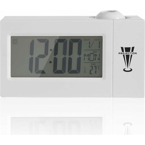 AMXCNOY Digitaler Radiowecker mit Projektor, einstellbarer Helligkeit, programmierbarem Sleep-Timer und Anzeige von Innentemperatur, Wochentag und Datum (1/4)