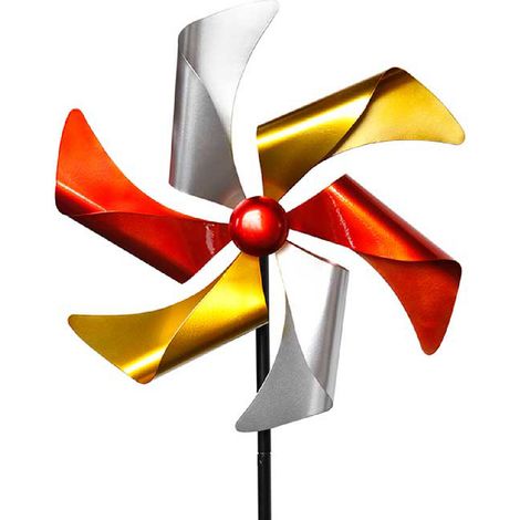 Windrad Metall 38cm x H.140cm-MMC4379-silber-rot-gold