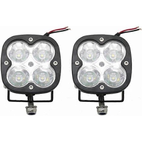 Projecteur LED carré 2 pouces 40 W à faisceau large combiné pour voiture, camion, SUV, quad, UTE et bateau. Lampe de travail LED avec cache jaune. 2 projecteurs à faisceau concentré. (1/5)