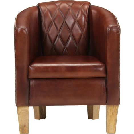 vidaXL Poltrona Cabriolet Marrone in Vera Pelle (1/4)