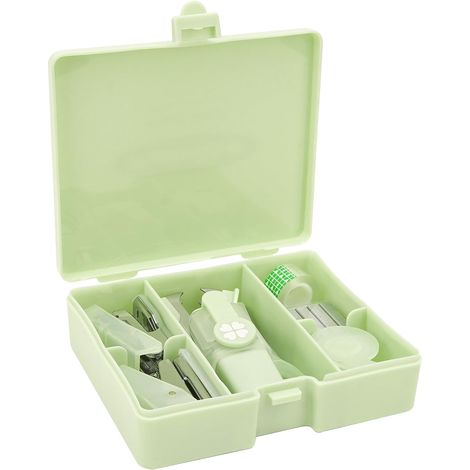Ensemble de fournitures de bureau 8 pièces - agrafeuse portable, travail de bureau pratique et efficace, étudiants, enseignants, perforatrice (1/5)
