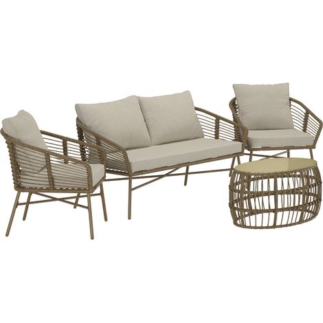 Salon de Jardin 4 Places "Lipari" 160cm Marron