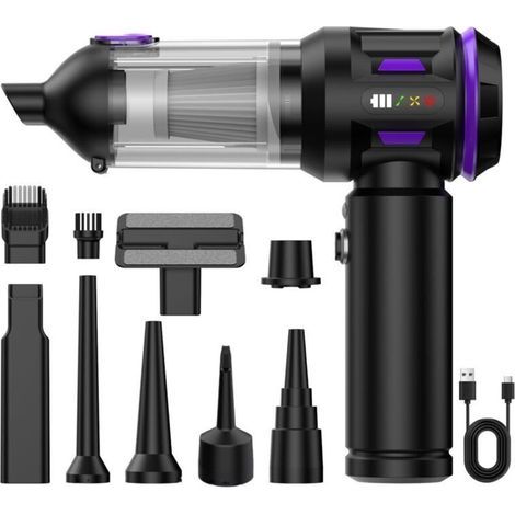 Aspirateur portatif sans fil 4 en 1, aspirateur de voiture 17 000 Pa, mini aspirateur, aspirateur de voiture rechargeable, portable, léger et puissant, pour bureau, cuisine, etc. (1/4)