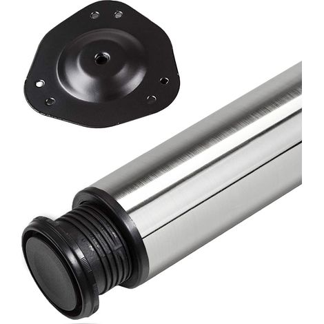 SO-TECH 1 Stück Tischbein Höhe 710 mm Ø 76 / 80 mm echt Edelstahl gebürstet belastbar bis 75 kg, Schreibtischbein mit 32 mm Höhenverstellung Tischfuß (1/5)